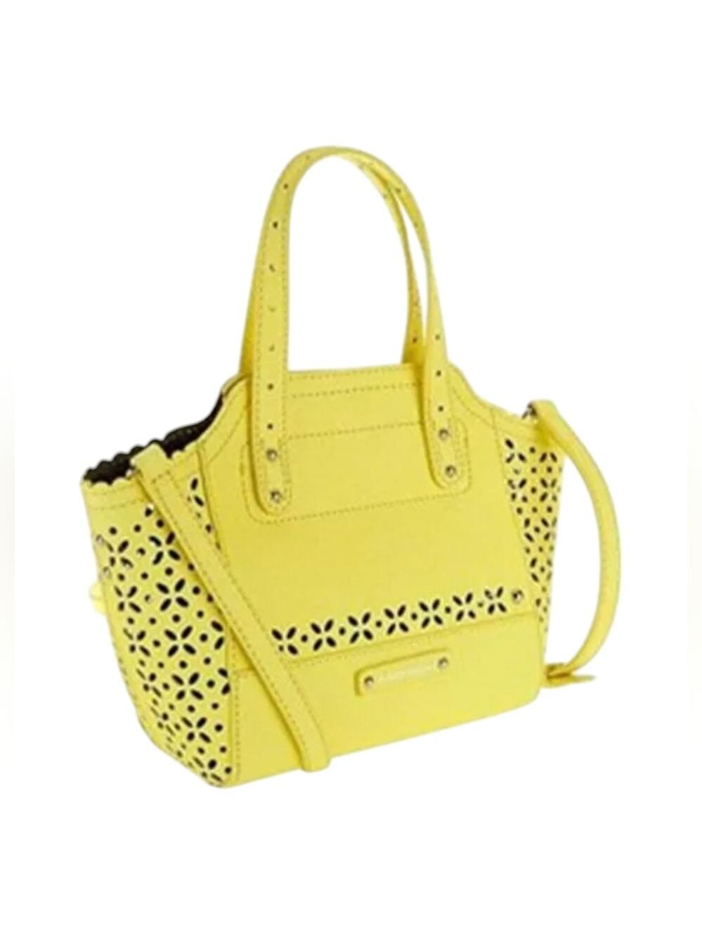 B. Makowsky | Saffiano Perforated Leather - Mini Tessa Crossbody – Yellow